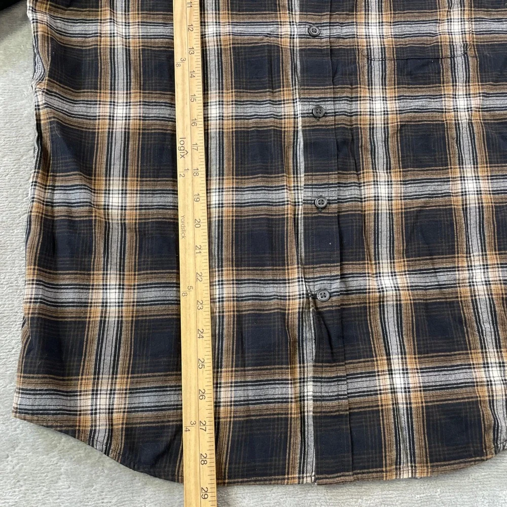 Banana Republic Shirt Untucked Fit Mens Large Black Plaid Slim Fit Preppy Office